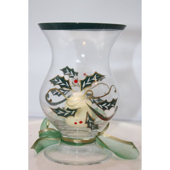 Lenox For The Holidays - Holiday Spirit Hurricane with Ribbon - Picture 3 of 4